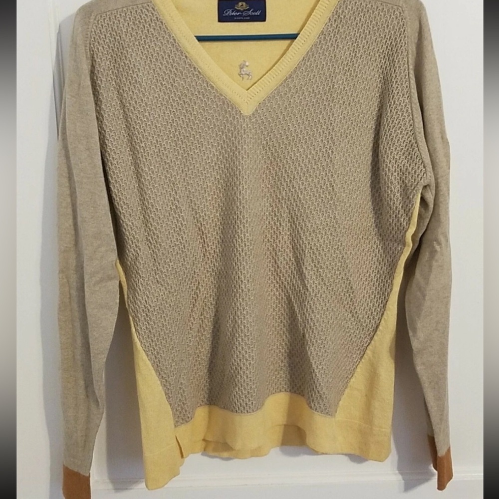 Cozy Gray and Yellow V-Neck Sweater